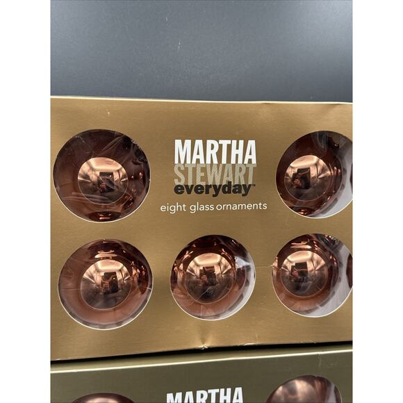 Vtg Martha Stewart Everyday Glass Christmas Ornaments Copper/gold Set of 16 - Picture 3 of 6
